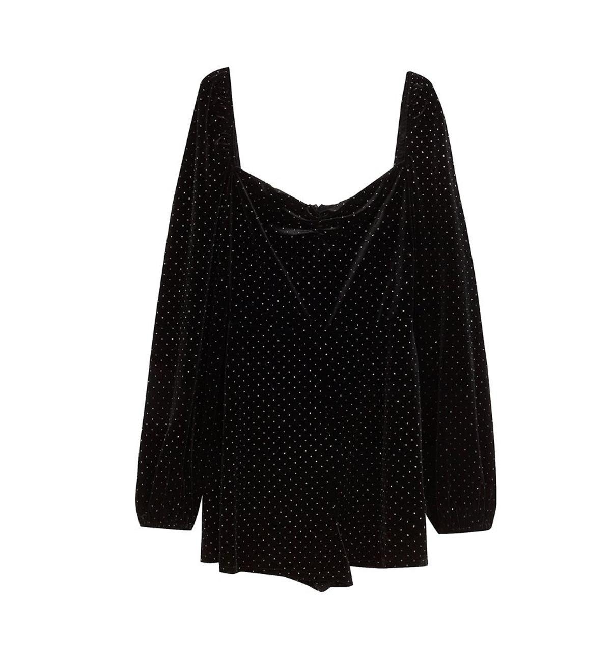 Mono de terciopelo con topos brillantes de Bershka