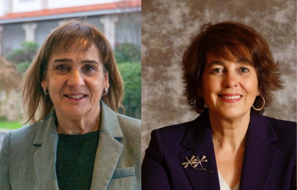 María José López Couso, a la izquierda, y Alba Nogueira, no lograron pasar a la segunda vuelta de las elecciones al Rectorado de la USC