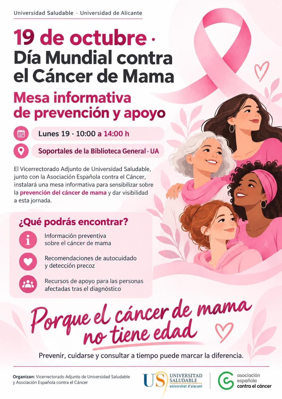 Día Mundial contra el Cáncer de Mama en la UA el próximo lunes