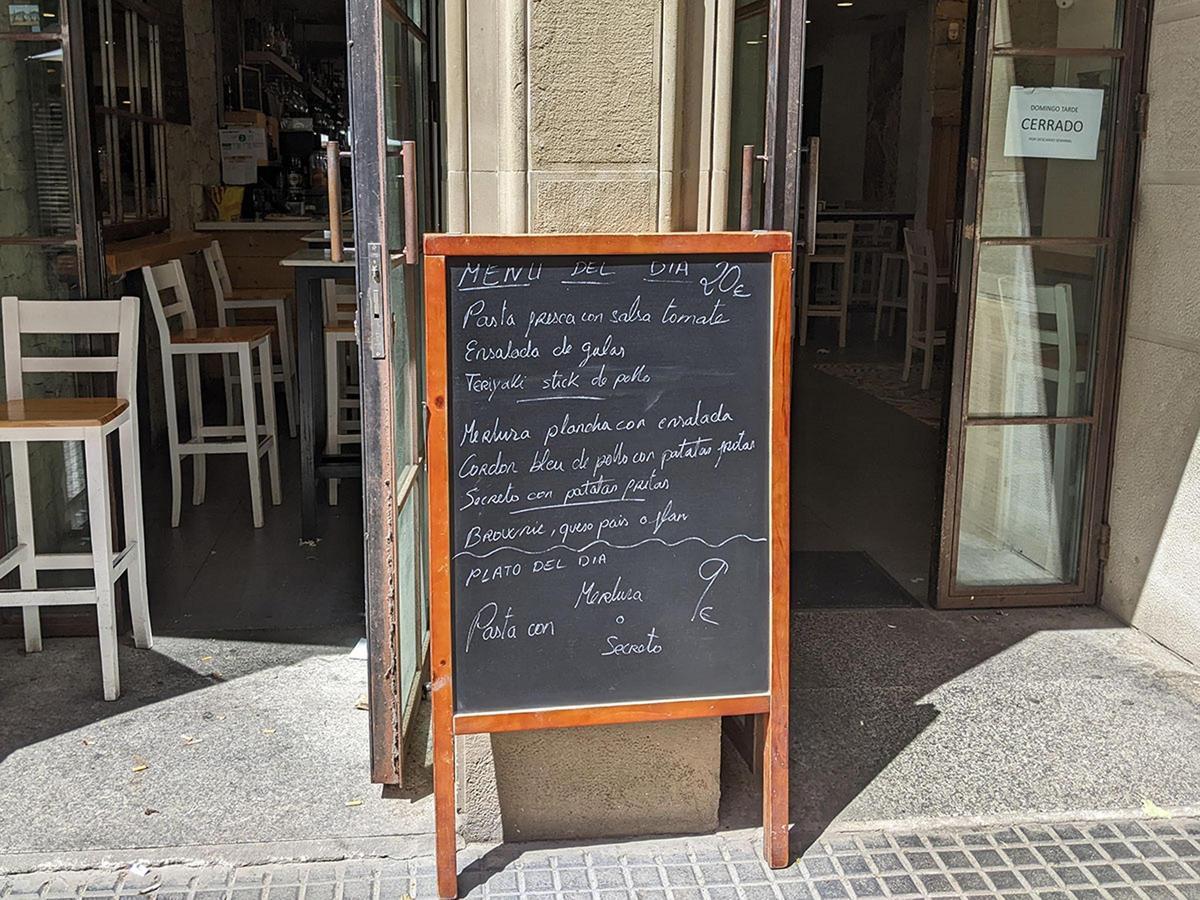 Menu del Día en un restaurante de Donosti