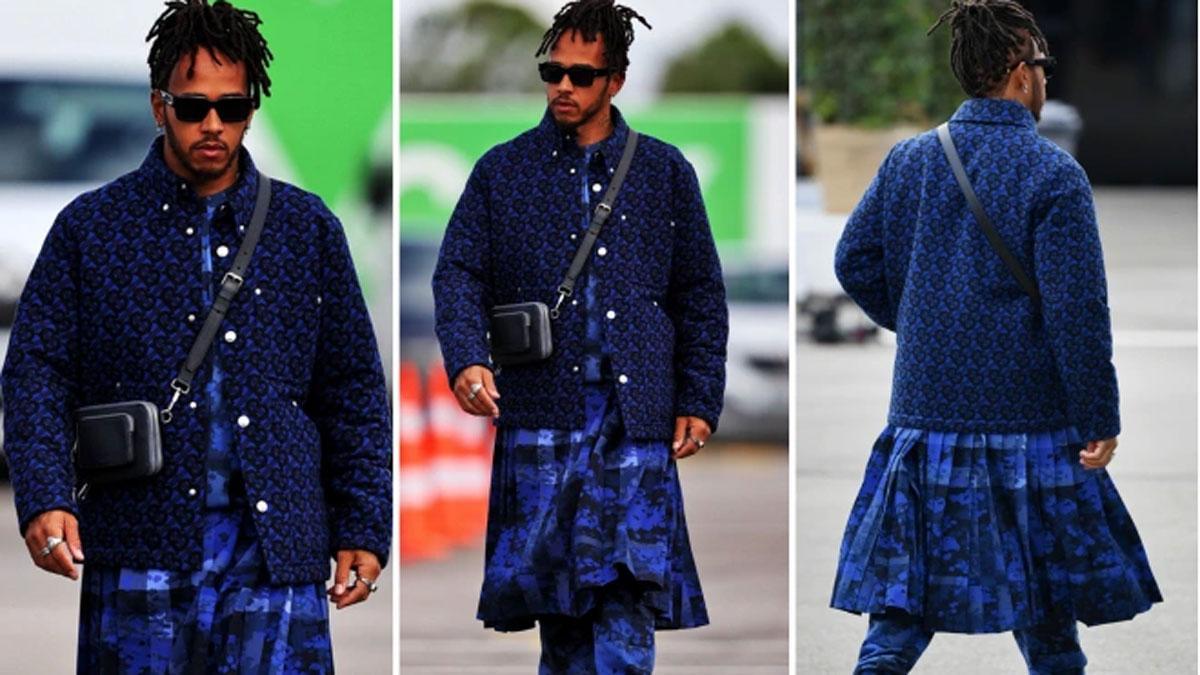 Hamilton y su llamativo atuendo al llegar el jueves al circuito de Estambul