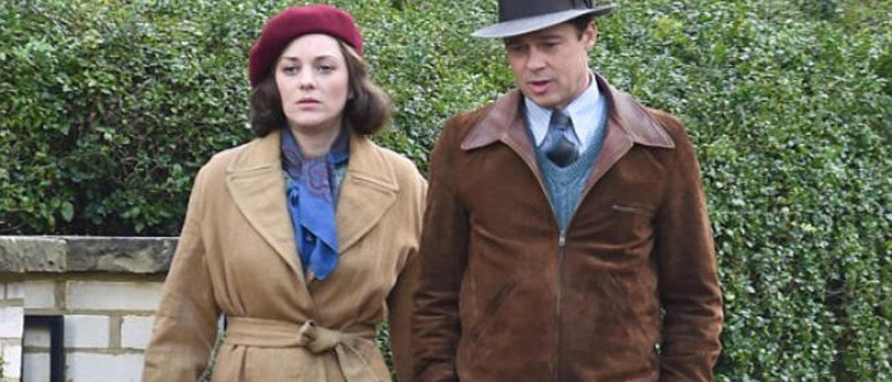 Marion Cotillard y Brad Pitt, en el rodaje de &#039;Allied&#039; en Londres.