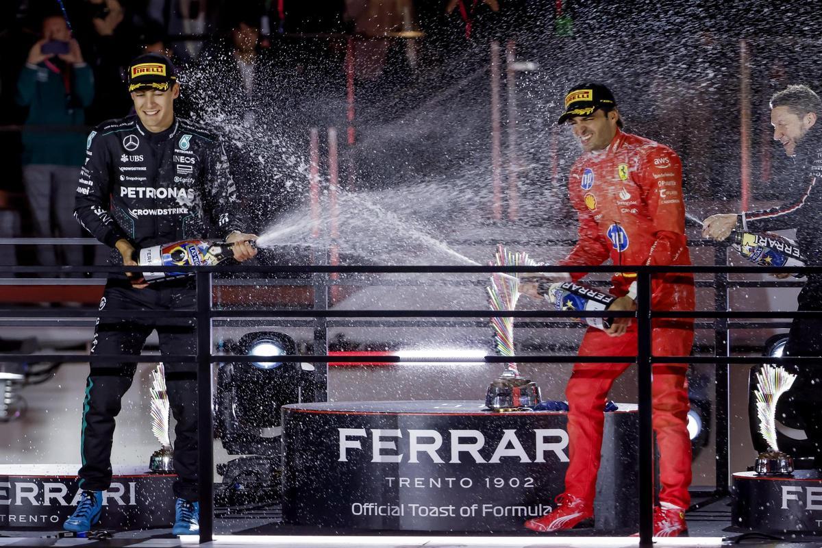 Carlos Sainz, en el podio de Las Vegas