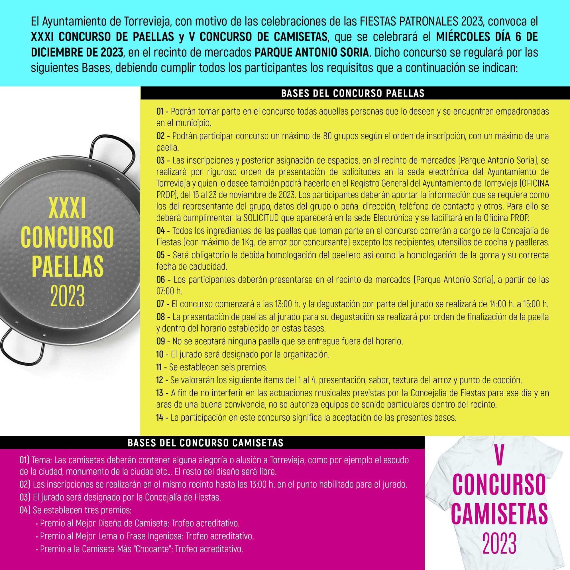 BASES CONCURSO PAELLAS FIESTAS PATRONALES 2023