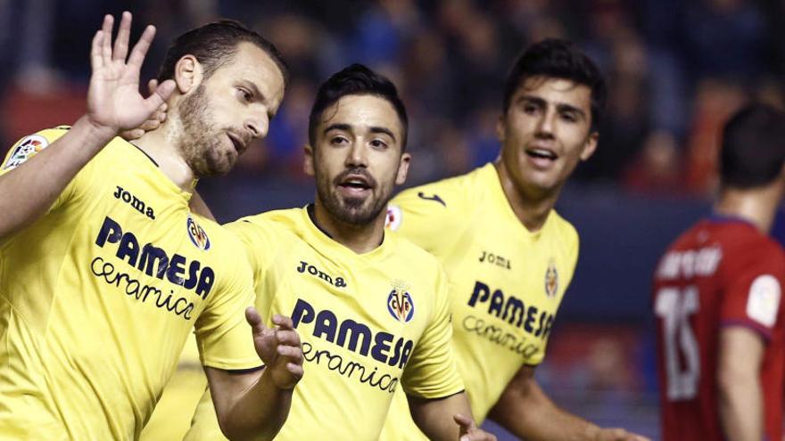 Soldado celebra su gol a Osasuna, su exequipo.