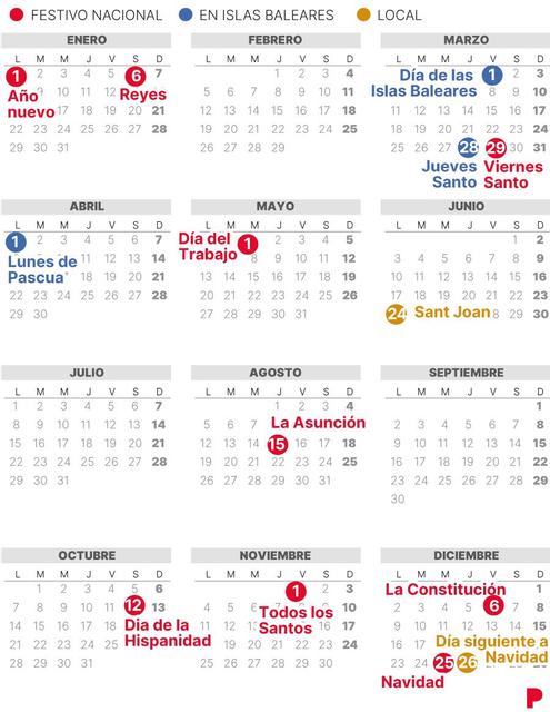 Calendario Laboral PalmaMallorca 2024