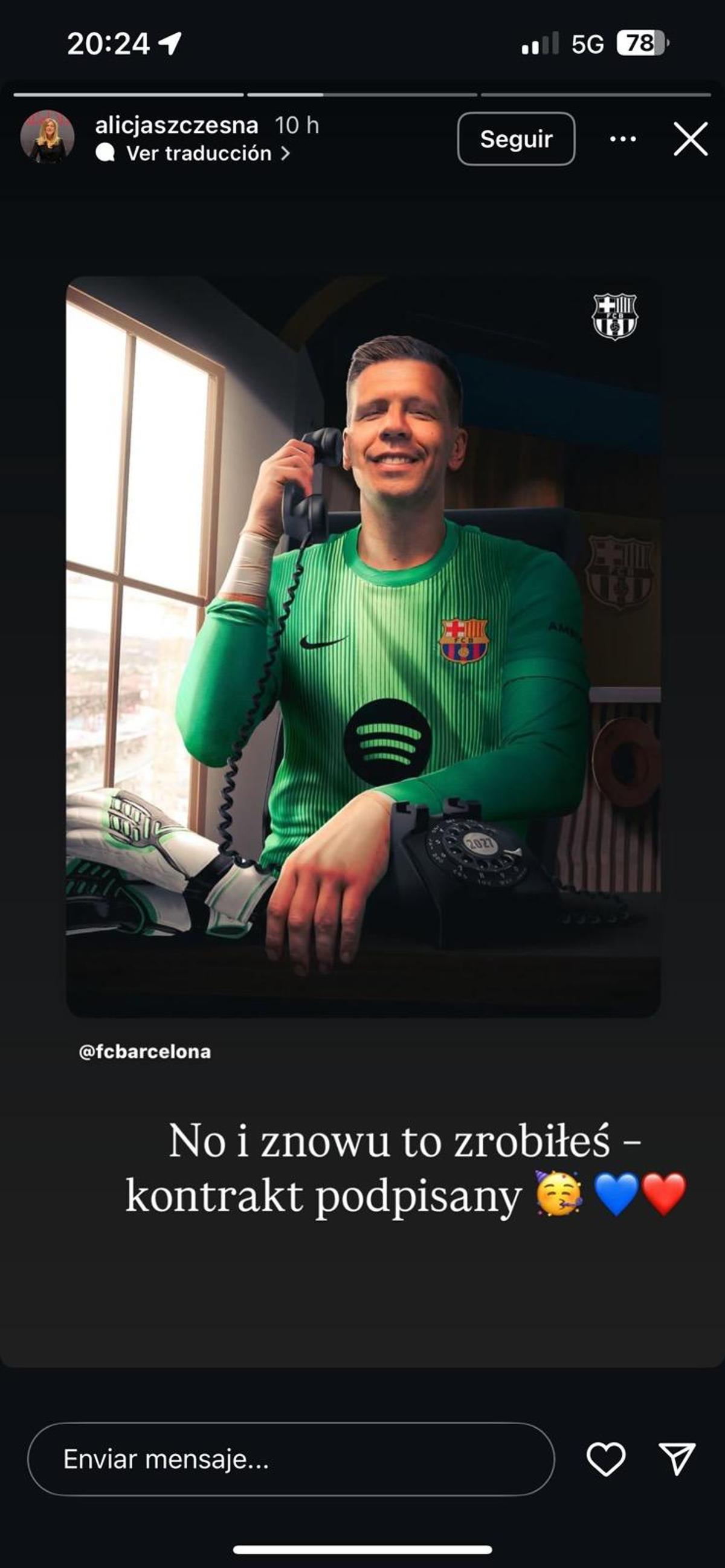 Felicitación de la madre de Szczesny a través de Instagram.