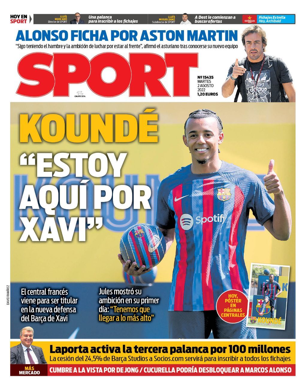 Esta es la portada de SPORT del martes 2 de agosto de 2022