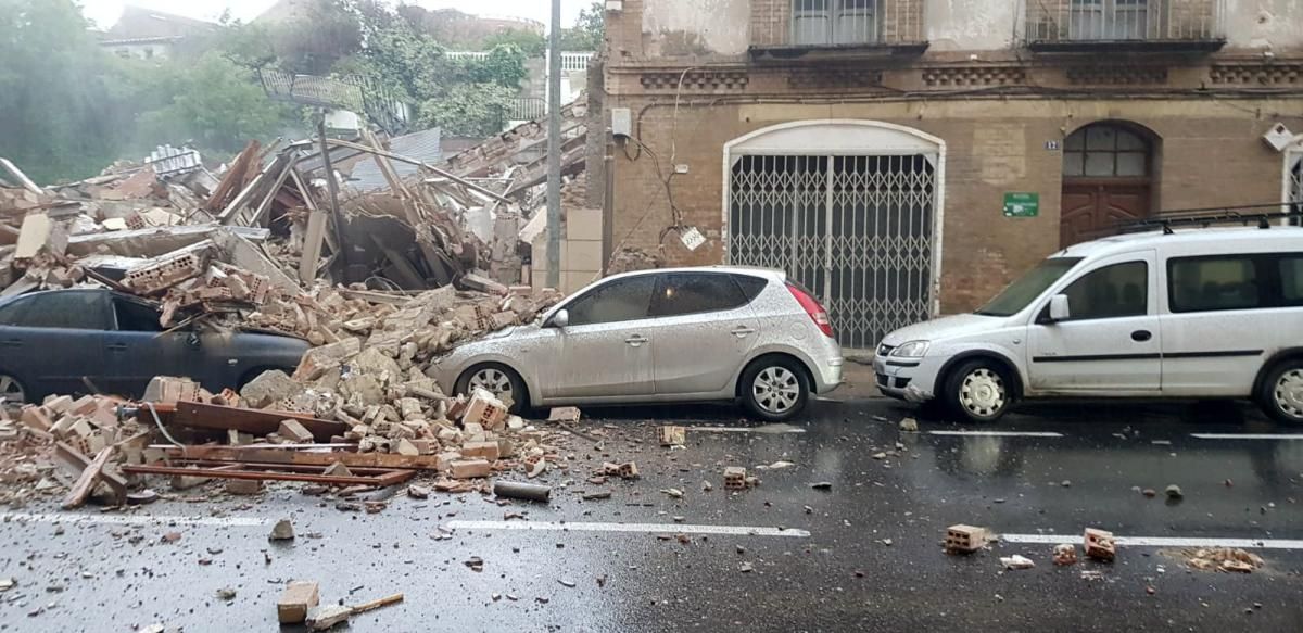 Derrumbe de una vivienda en Barbastro