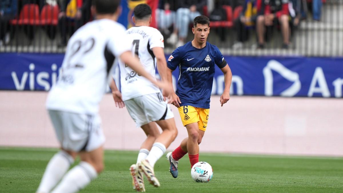 Dani Villahermosa, en el partido del Andorra ante el Albacete