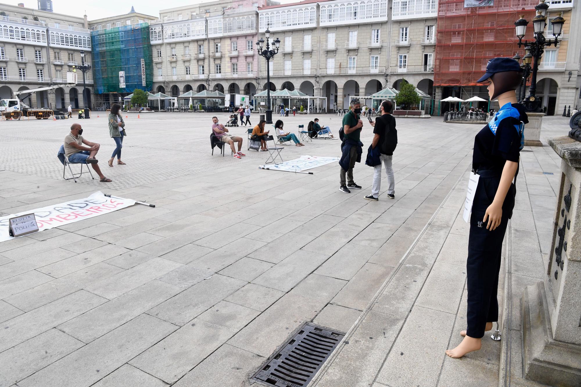 La Policía Local de A Coruña cumple tres meses de protestas en María Pita