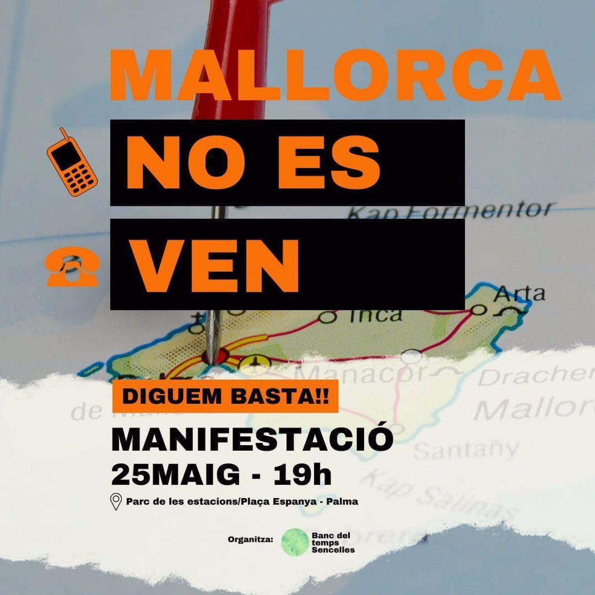 Cartel de la manifestación del sábado a las 19.00 horas en Palma
