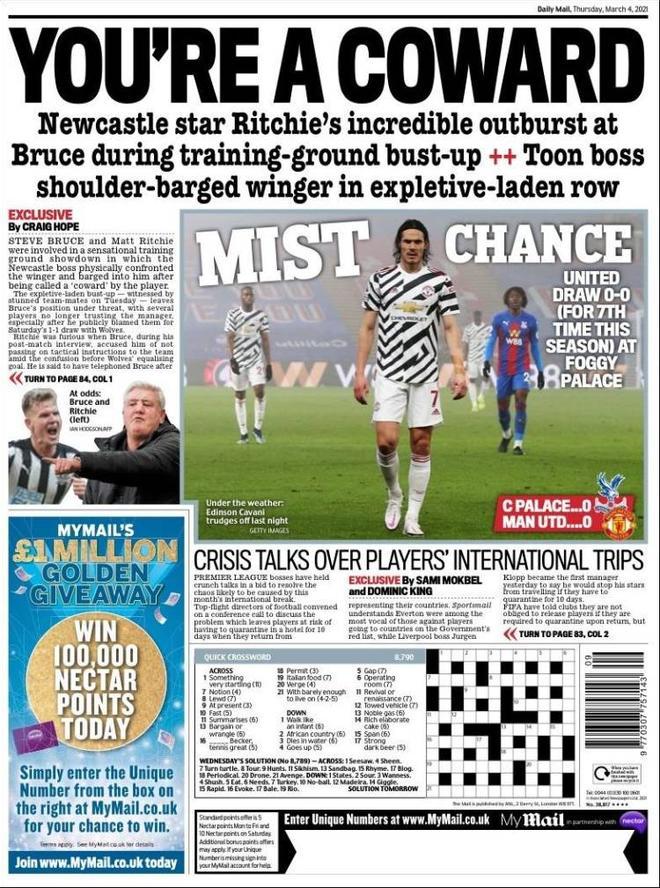 Portada de Daily Mail Sport del 04/03/2021