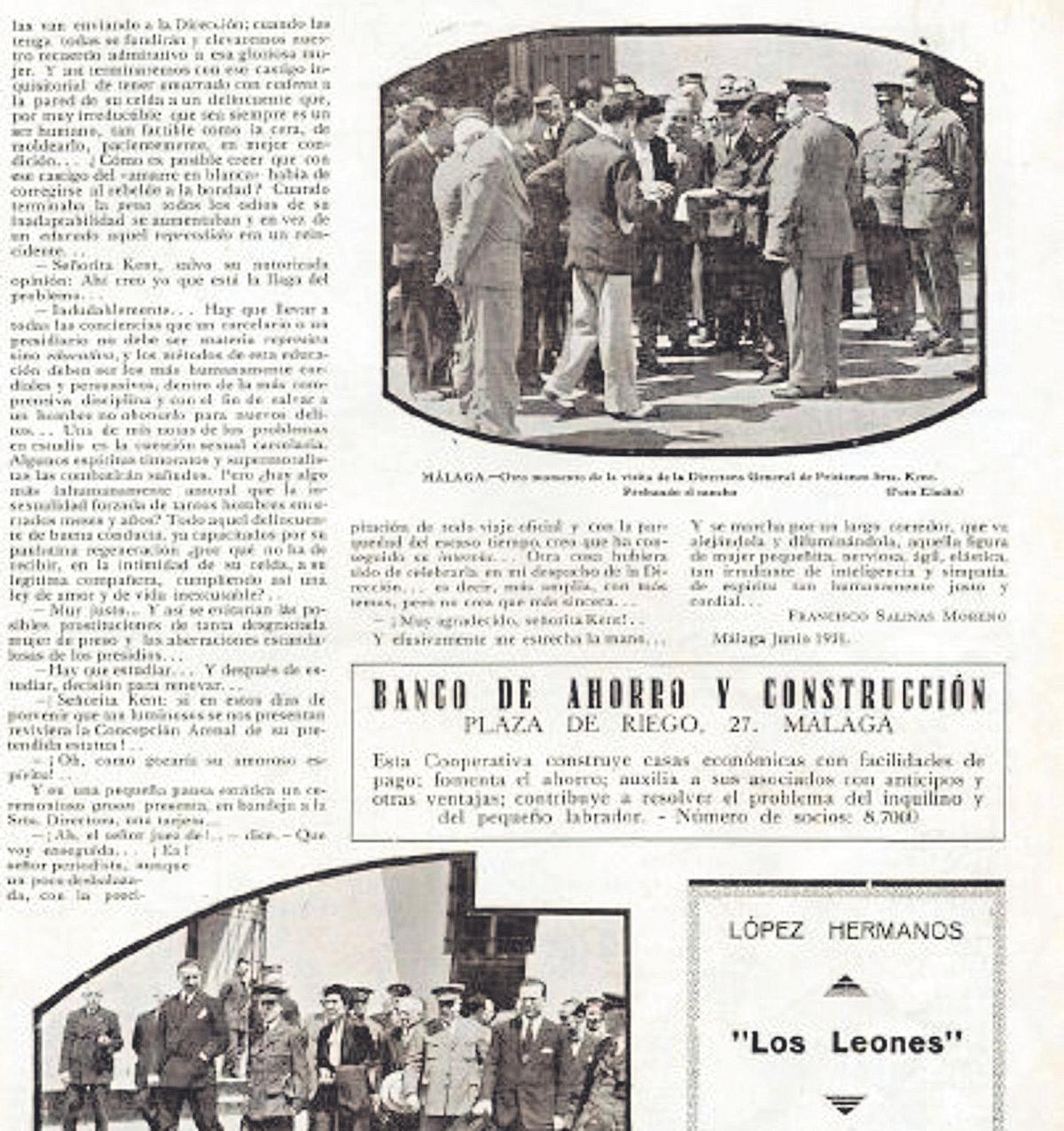 Información de El Noticiero Malagueño el 15 de junio de 1931 sobre la visita de Kent a Málaga.