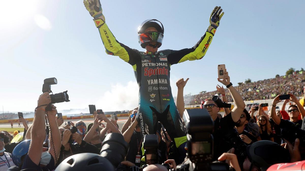 Valentino Rossi, tras su última carrera en MotoGP.