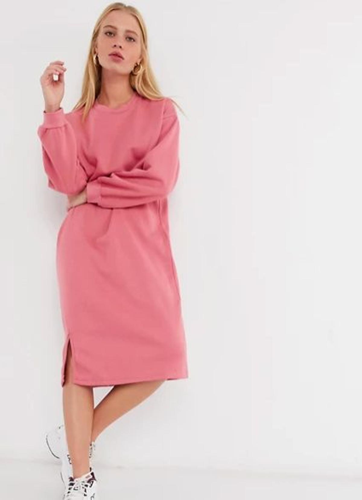 Vestido midi color rosa negruzco estilo jersey con abertura de Urban Threads