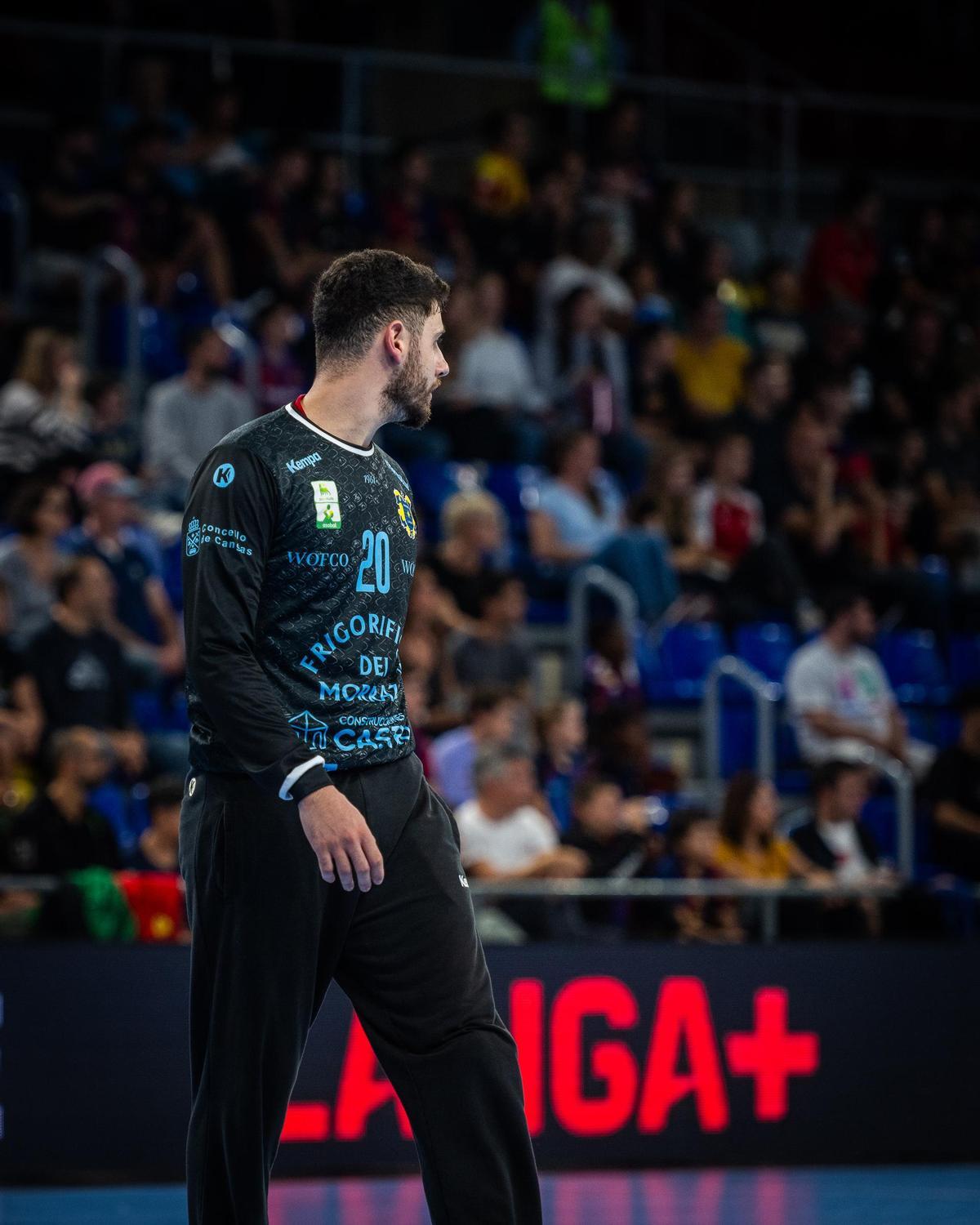 El portero del Frigoríficos del Morrazo, Jorge Pérez, ayer en el Palau Blaugrana.