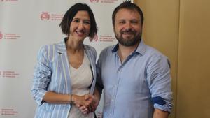 La alcaldesa, Núria Parlon, y el concejal de Ciutadans, Dimas Gragera