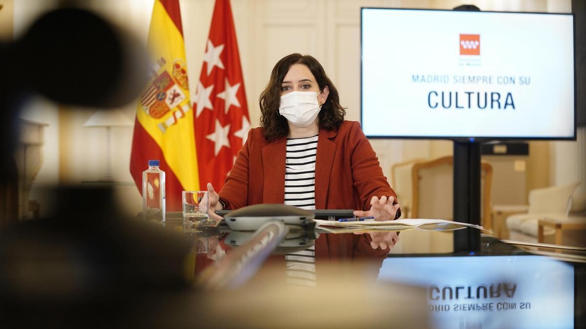 MADRID.-Ayuso asegura que habrá un &quot;incremento histórico&quot; del presupuesto para Cultura y Turismo para paliar efectos de Covid