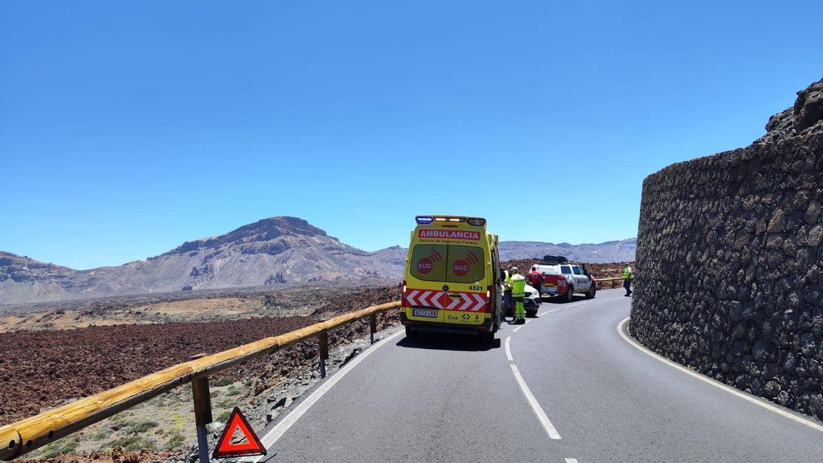 Imagen de archivo de un accidente de tráfico en el Parque Nacional del Teide.