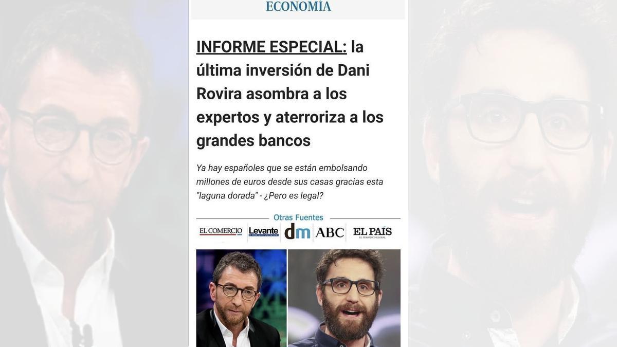 ESTAFAS Vuelve el timo que usa la imagen de Dani Rovira y Pablo Motos estafan 54.500 euros a un empresario de Barcelona Foto