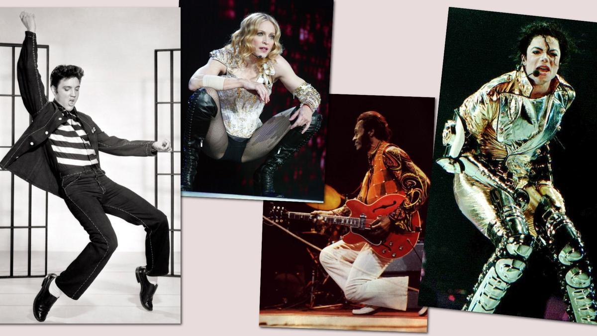Elvis Presley, Madonna, Chuck Berry y Michael Jackson