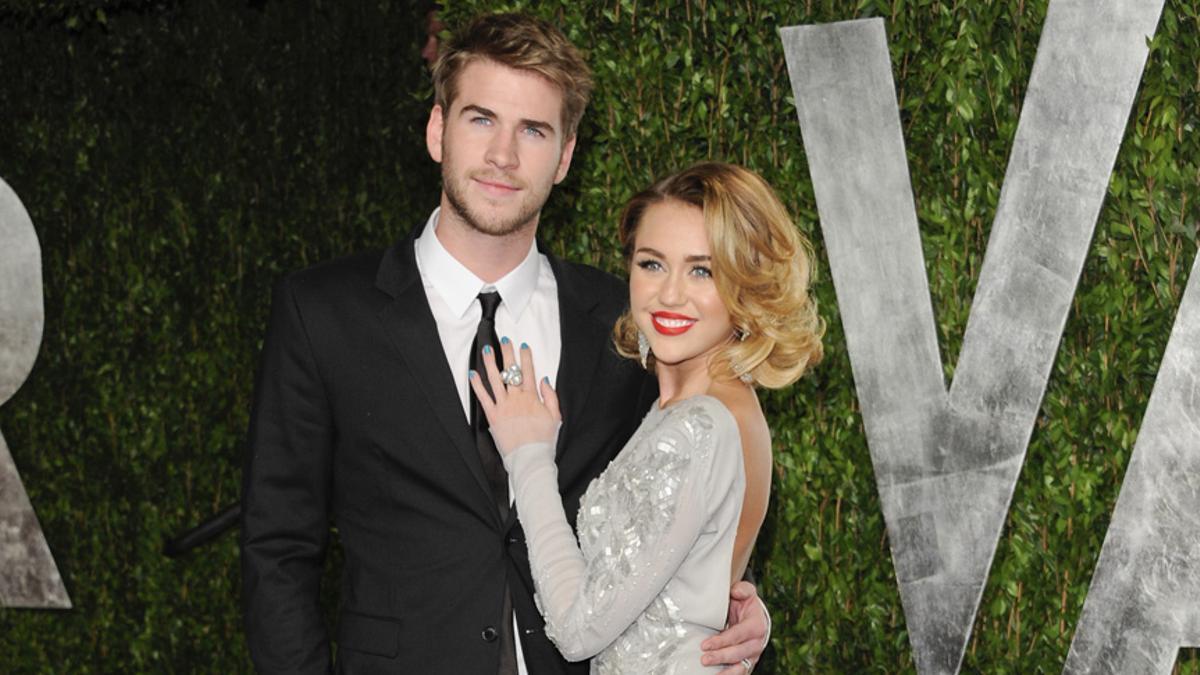 Liam Hemsworth y Miley Cyrus en los Oscar 2012