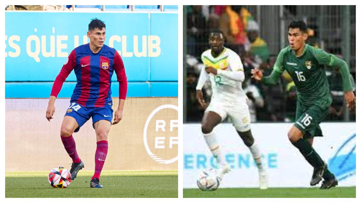 Jaume Cuéllar, con el Barça Atlètic y con la selección de Bolivia