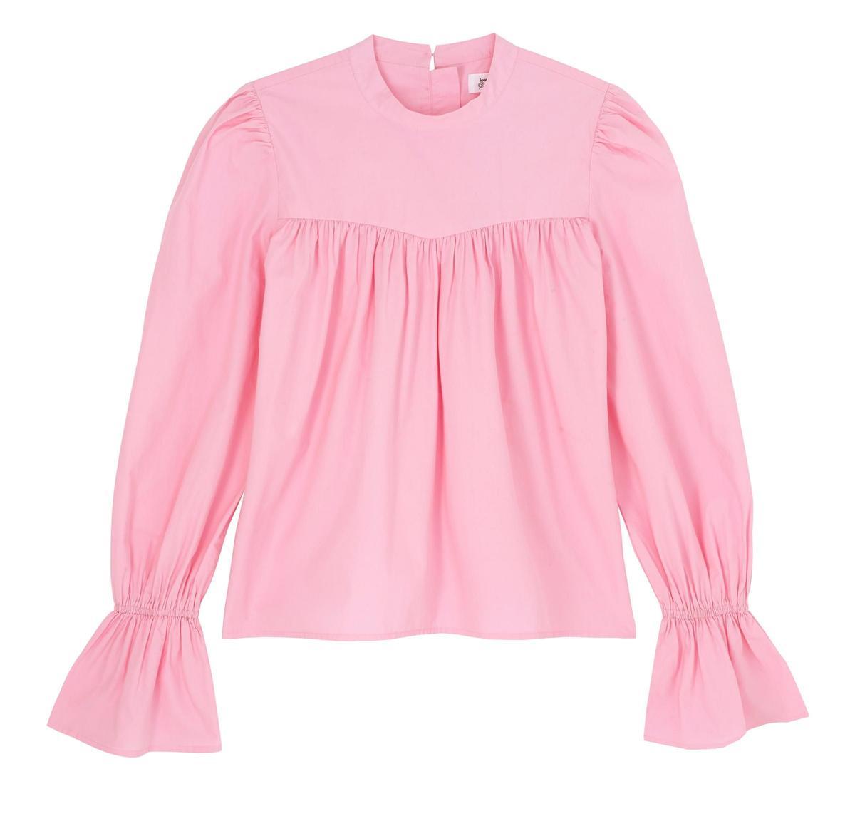 Blusa mangas abullonadas rosa de Leonie Hanne para The Drop (precio: 39,90€)