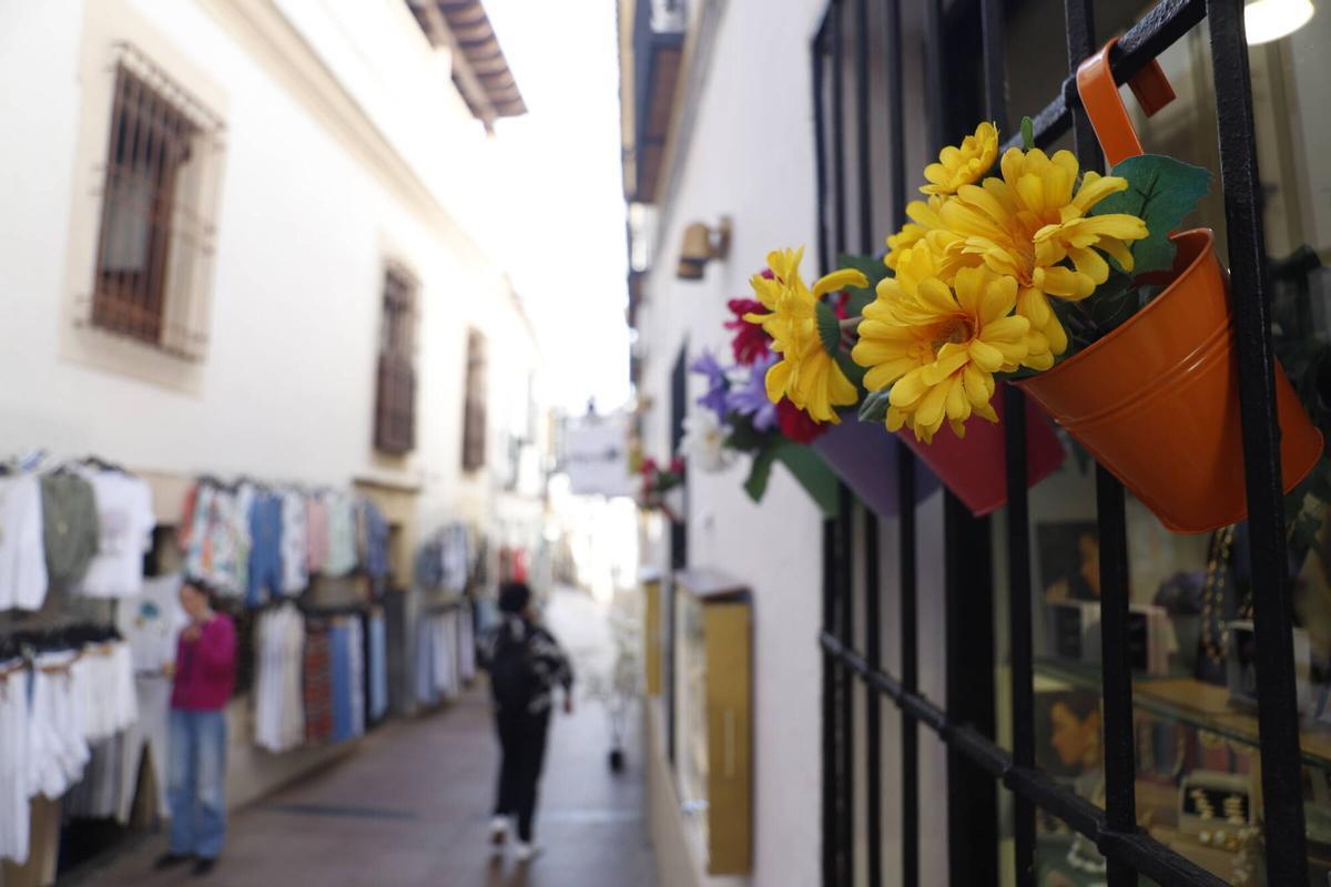 Guías turísticos y vecinos alertan de la invasión de flores de plástico en el casco histórico