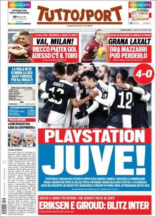 Portada TUTTOSPORT jueves 16 enero 2020