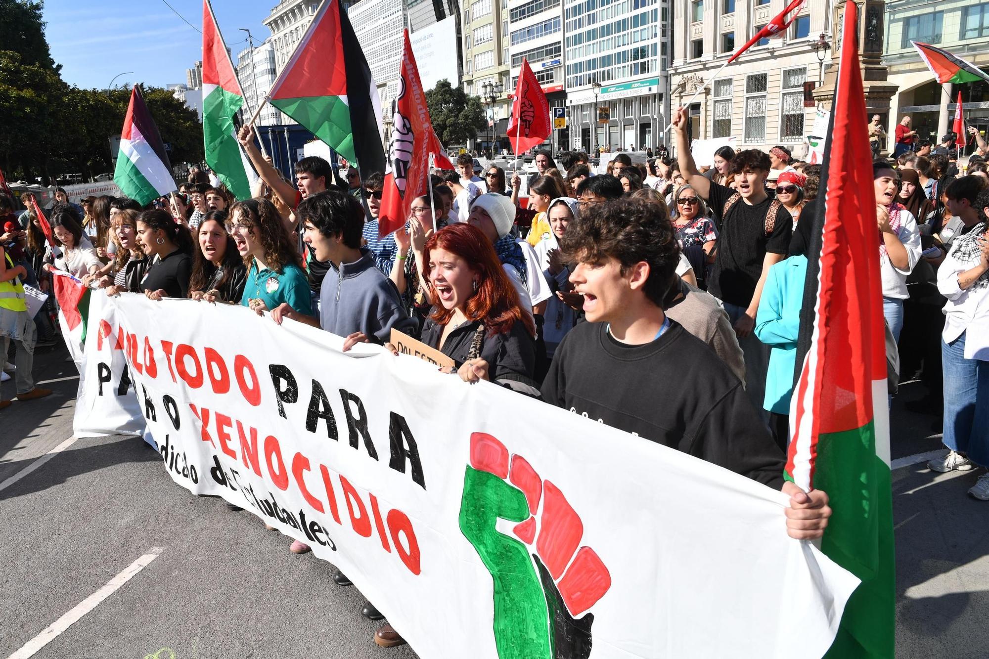 Manifestación en la jornada de huelga por Gaza en A Coruña