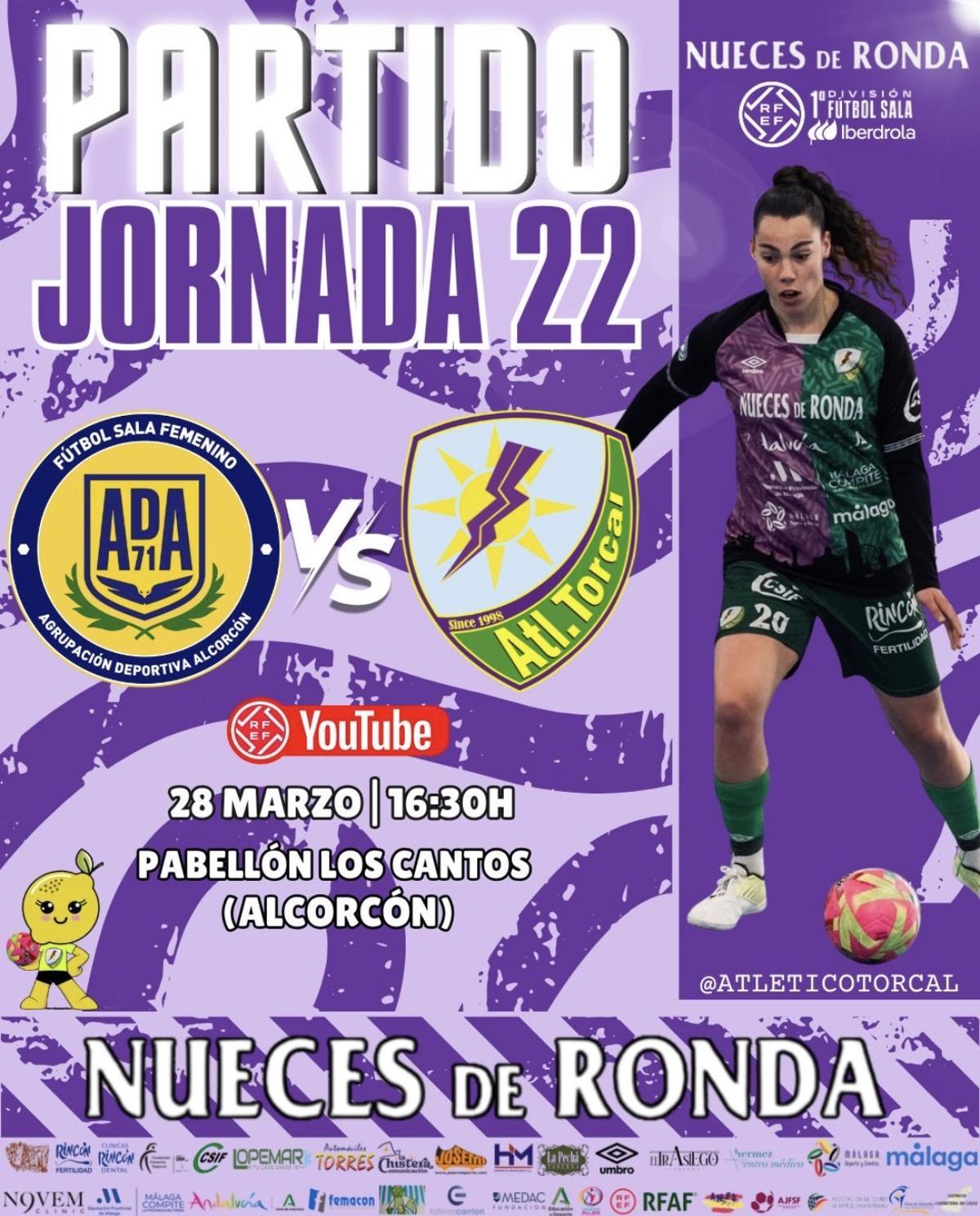 Cartel del partido Nueces de Ronda Atlético Torcal contra.