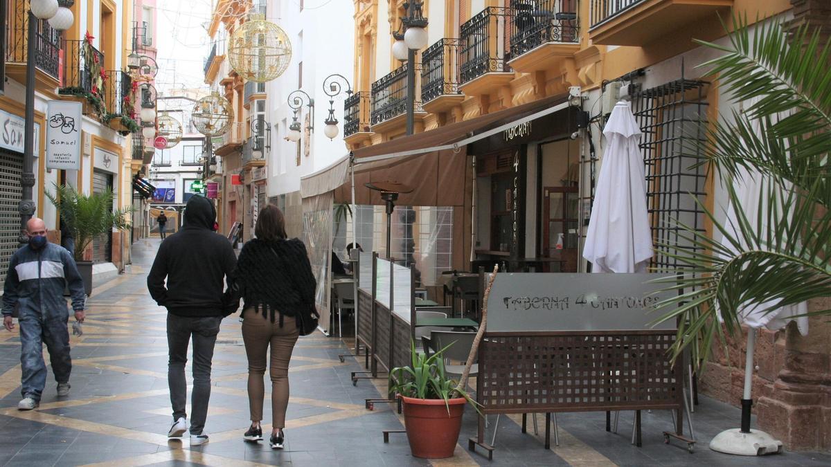 Terraza de la Taberna 4 Cantones en la Corredera, este martes.