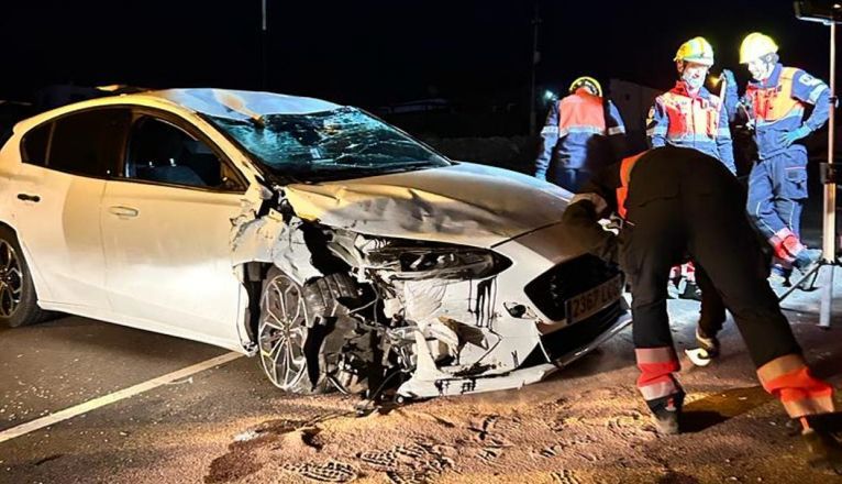 Vuelco de un coche en Lanzarote