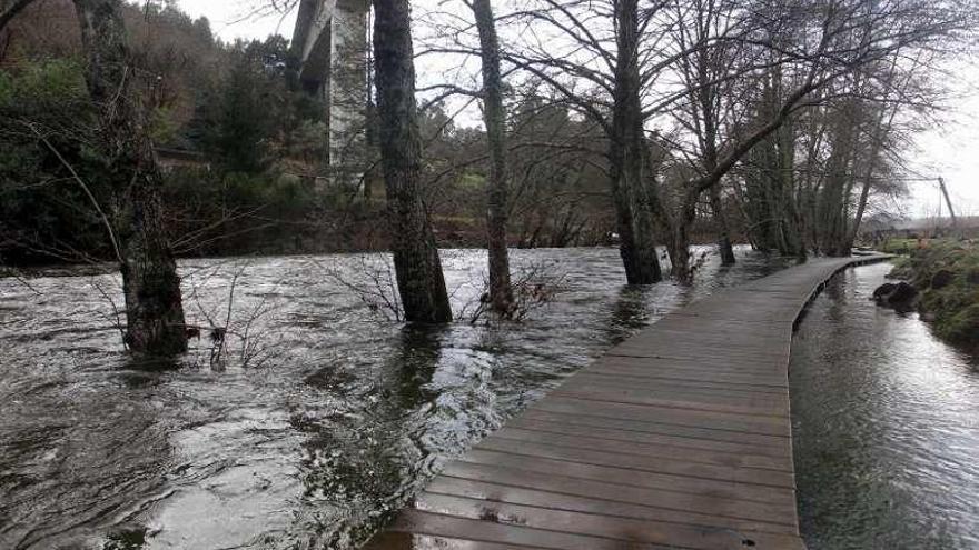 Inundación en el paseo del río Umia. // Noé Parga