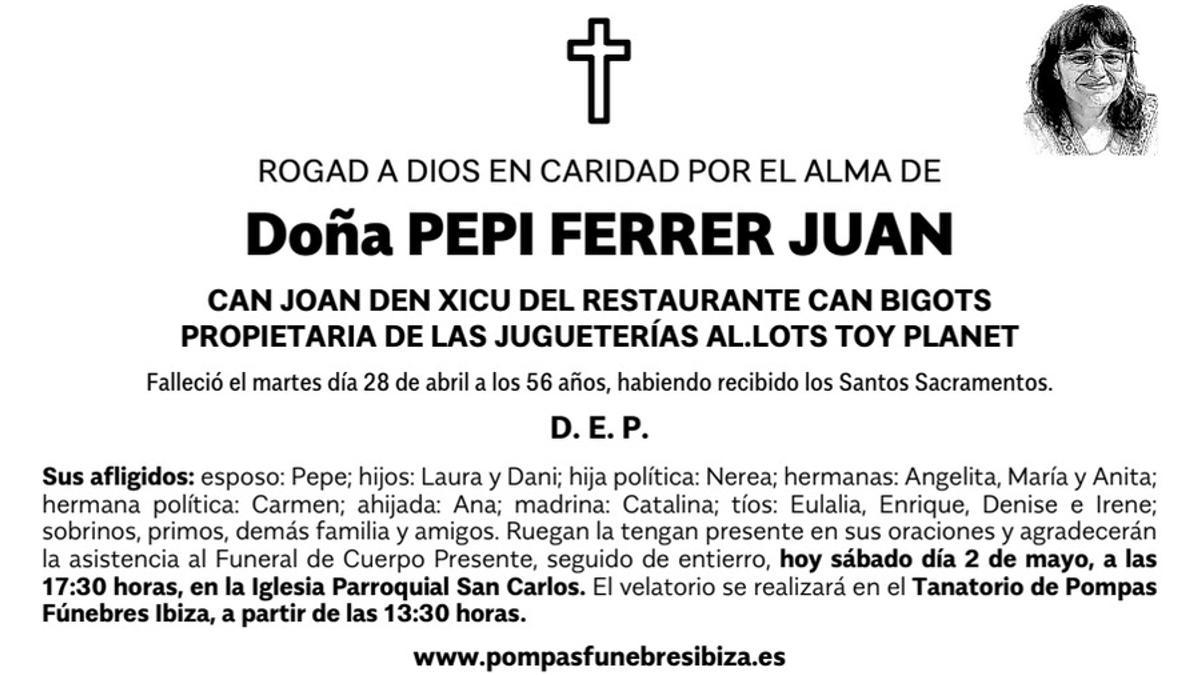 Esquela Josefa Ferrer Juan