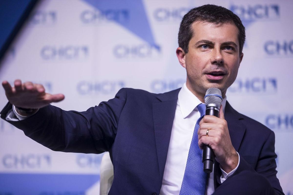 WASHINGTON, DC - SEPTEMBER 10:Democratic presidential candidate, South Bend, Indiana Mayor Pete Buttigieg speaks during a presidential forum hosted by the Congressional Hispanic Caucus Institute on September 10, 2019 in Washington, DC.   Zach Gibson/Getty Images/AFP