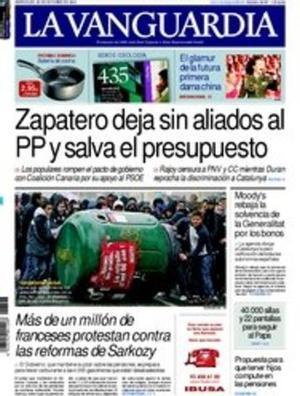 A dins, ’La Vanguardia’ destaca que Catalunya és líder d’Espanya en investigació científica d’elit, que un jutge declara il·legal el preu de l’aigua a Barcelona, que els negociadors del Pacte de Toledo estudien que les mares amb fills necessitin menys anys per tenir una pensió, que la Unió Europea va trencar un tabú per proposar la creació d’un impost comunitari per finançar la UE, i que Catalunya perd força com a inversora a l’exterior tot i tenir el 26% de les multinacionals espanyoles: cau a la tercera posició, al darrere de Madrid i el País Basc.