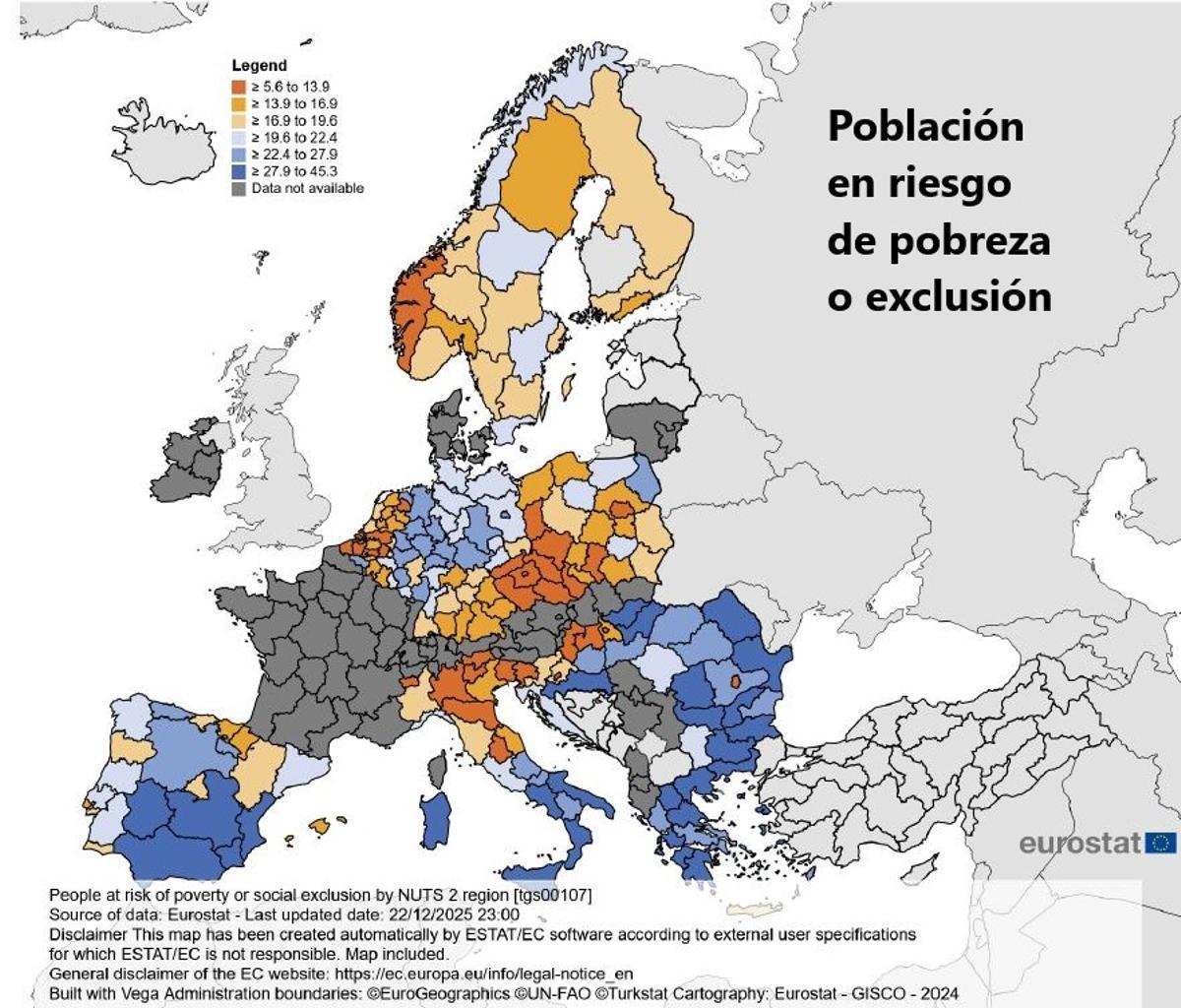 Porcentaje de población en riesgo de pobreza o exclusión