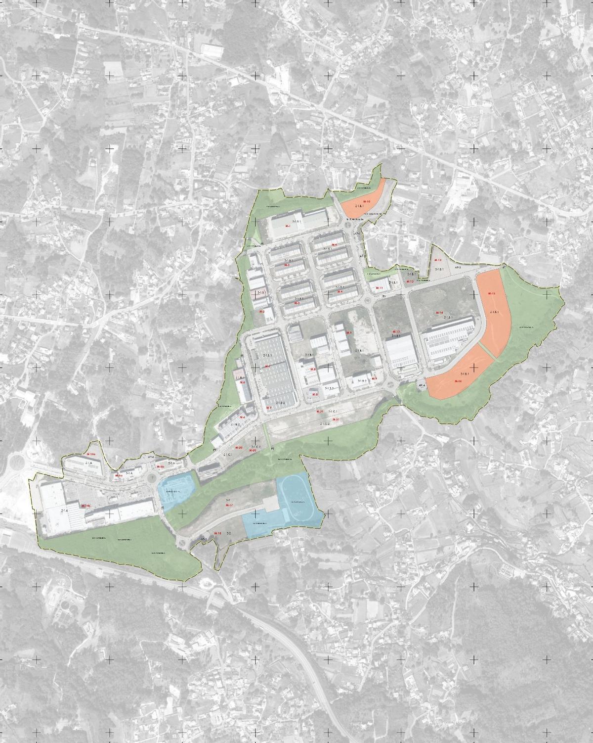 Mapa de las parcelas que pasarán a tener un uso industrial.
