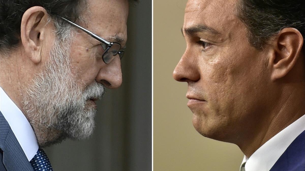 Imagen de archivo del presidente del Gobierno, Mariano Rajoy y el secretario general del PSOE, Pedro Sánchez.