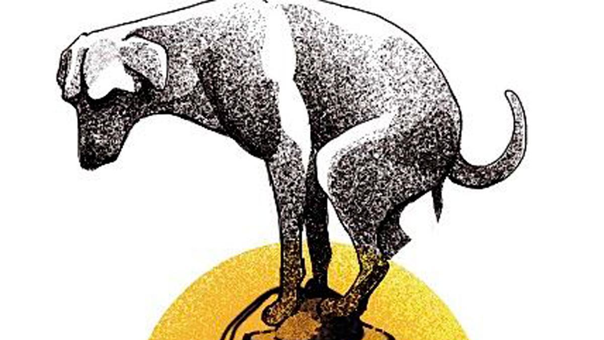 Ilustración de un can en plena deposición.