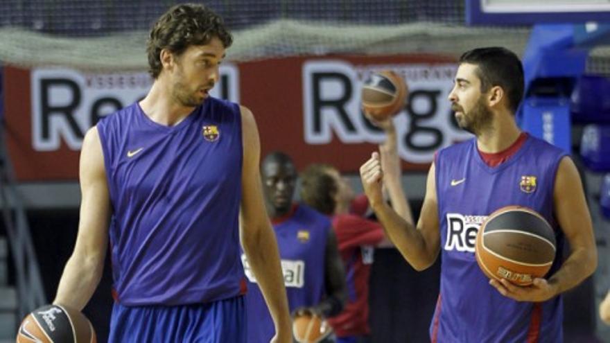 Pau Gasol realiza su primer entrenamiento con el Barça