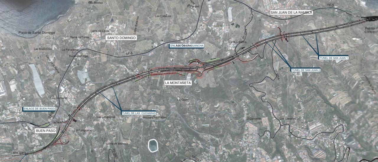 Plano del trazado del tramo del Anillo Insular entre Las Aguas y Buen Paso