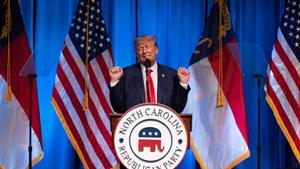 El expresidente de EEUU Donald Trump, durante la convención del Partido Republicano de Carolina del Norte, este sábado.