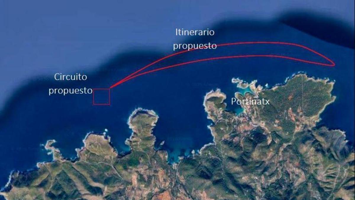 Circuito e itinerario de excursiones propuesto en la costa de Portinatx.