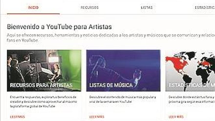 Un sitio especial para artistas en la plataforma Youtube