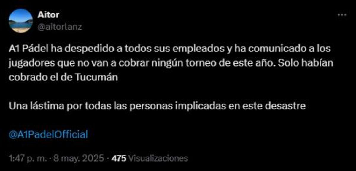 El post que escribi車 Lans y posteriormente elimin車