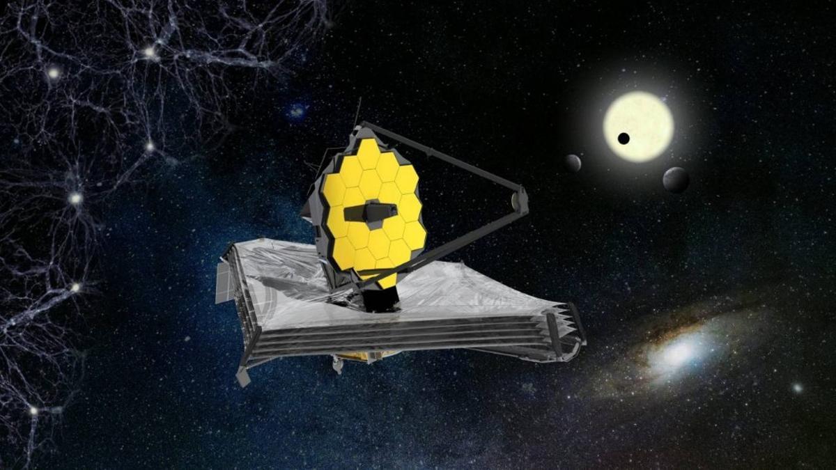 Ilustración del James Webb desentrañando los misterios del universo.